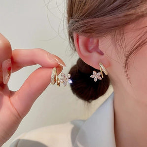 Stone Studded Classic Korean Flower Earring