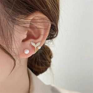 Fishtail Pearl Stone Studded Earrings