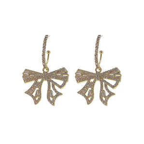 Bow Pattern Rhinestone Earrings