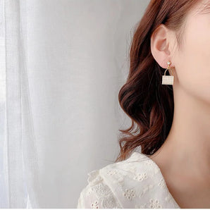 Pearly Bag Shaped Emblished Earrings