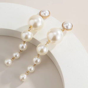 Classic Long Pearl Drop Earrings