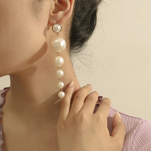 Classic Long Pearl Drop Earrings