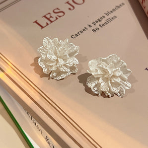 Classy White Camellia Earrings