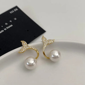 Pearl Fishtail Stud Earrings