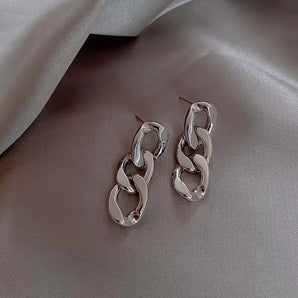 Silver Plated Twisted Chain Style Minimal Earrings