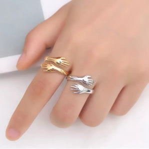 Couple Hug Ring Silver