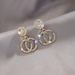 CC Silver Shiny Diamond Stud Earrings