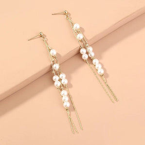 Pearl Drop in Chains Earrings