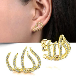 Hip Hop Design Five Claw Golden Stud Earrings