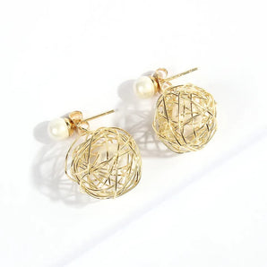 Beautiful Korean Bird Nest Inspired Mesh Earrings