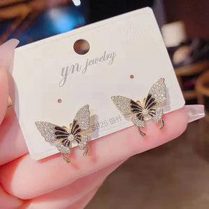 Rhinestones Butterfly Studs (Available in Black & White Shades)