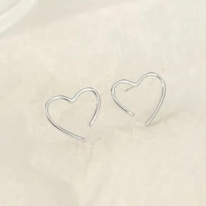 Minimal Heart Shaped Silver Earrings