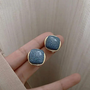 Blue Textured Square  Studs