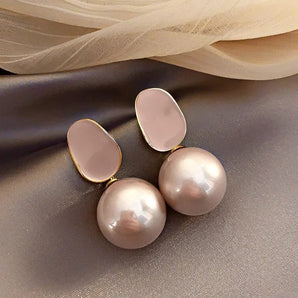 Blushing Pink Pearl Enamel Earrings