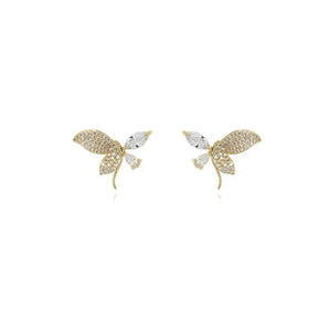 Gold Plated Butterfly Crystal Stud Earrings