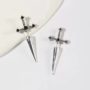 Cross Shaped Gothic Sword Earrings