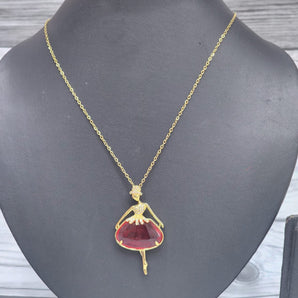 Red Zircon Swan Dancer Pendent Necklace