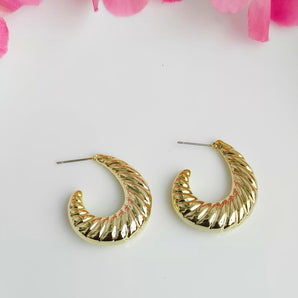 Twisted Golden Abstract Hoop Earrings