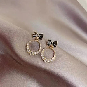 Black Bow Round Studs